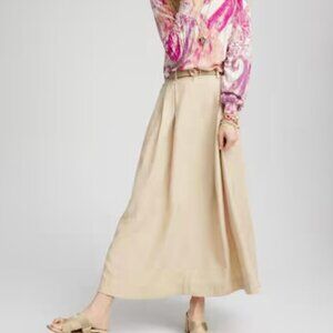 New Pleated A line Midi skirt size M Tencel Linen blend Chicos